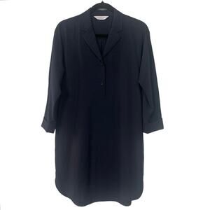 Everlane Navy Blue Relaxed Shirt Dress – Long Sleeve Collared Button Front Dress